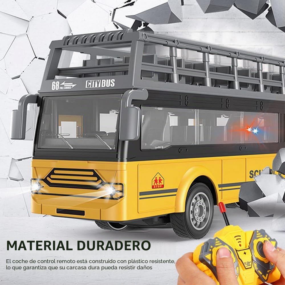 Autobús de control remoto, autobús RC 1/30 4CH con música ligera, puerta apertura, autobús juguete de interacción padre-hijo