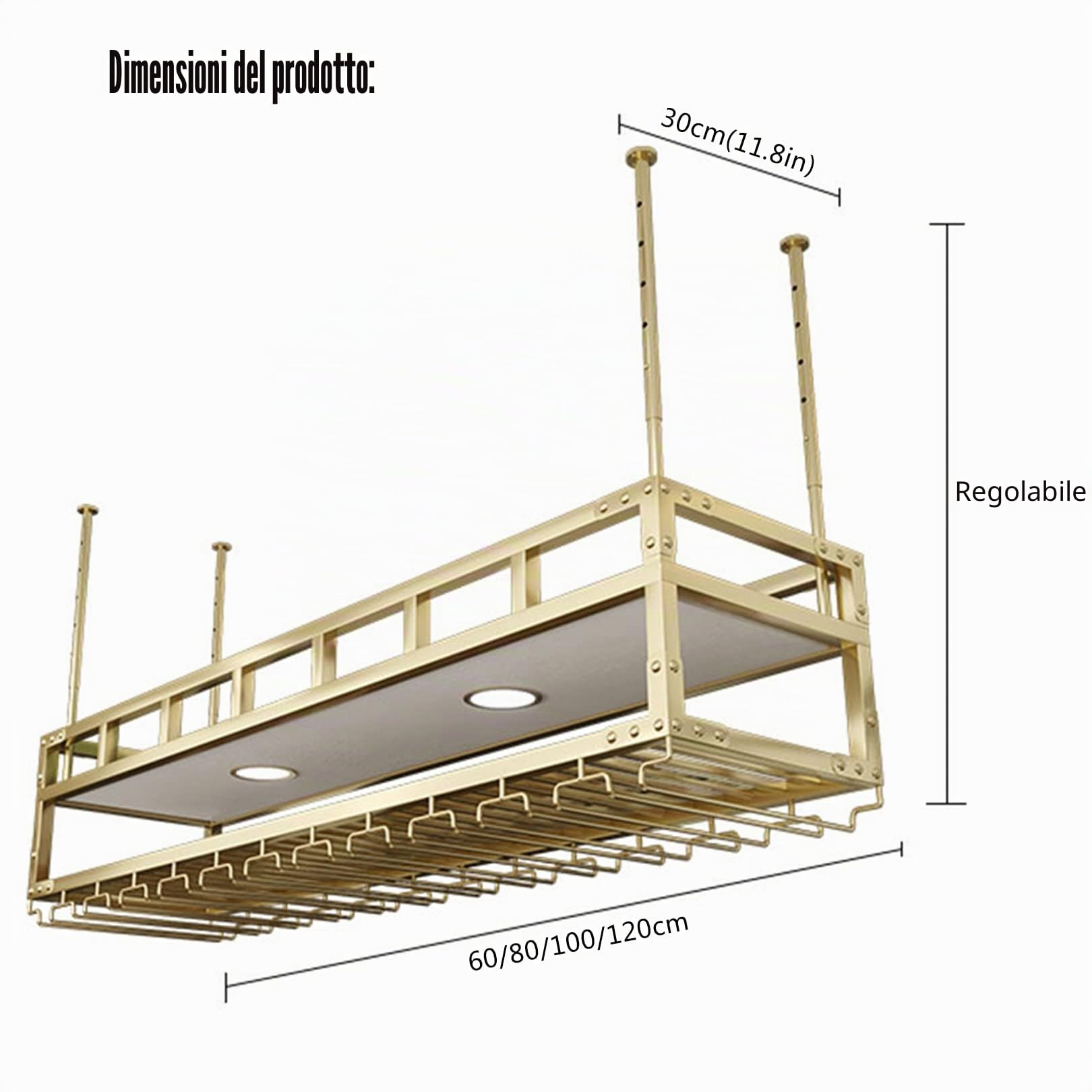 Portabottiglie da soffitto con 2 luci - Portabottiglie e portabicchieri Scaffali galleggianti Piante moderne Foto Bottiglie di vino Espositore Scaffale per cucina Sala da pranzo Home Bar