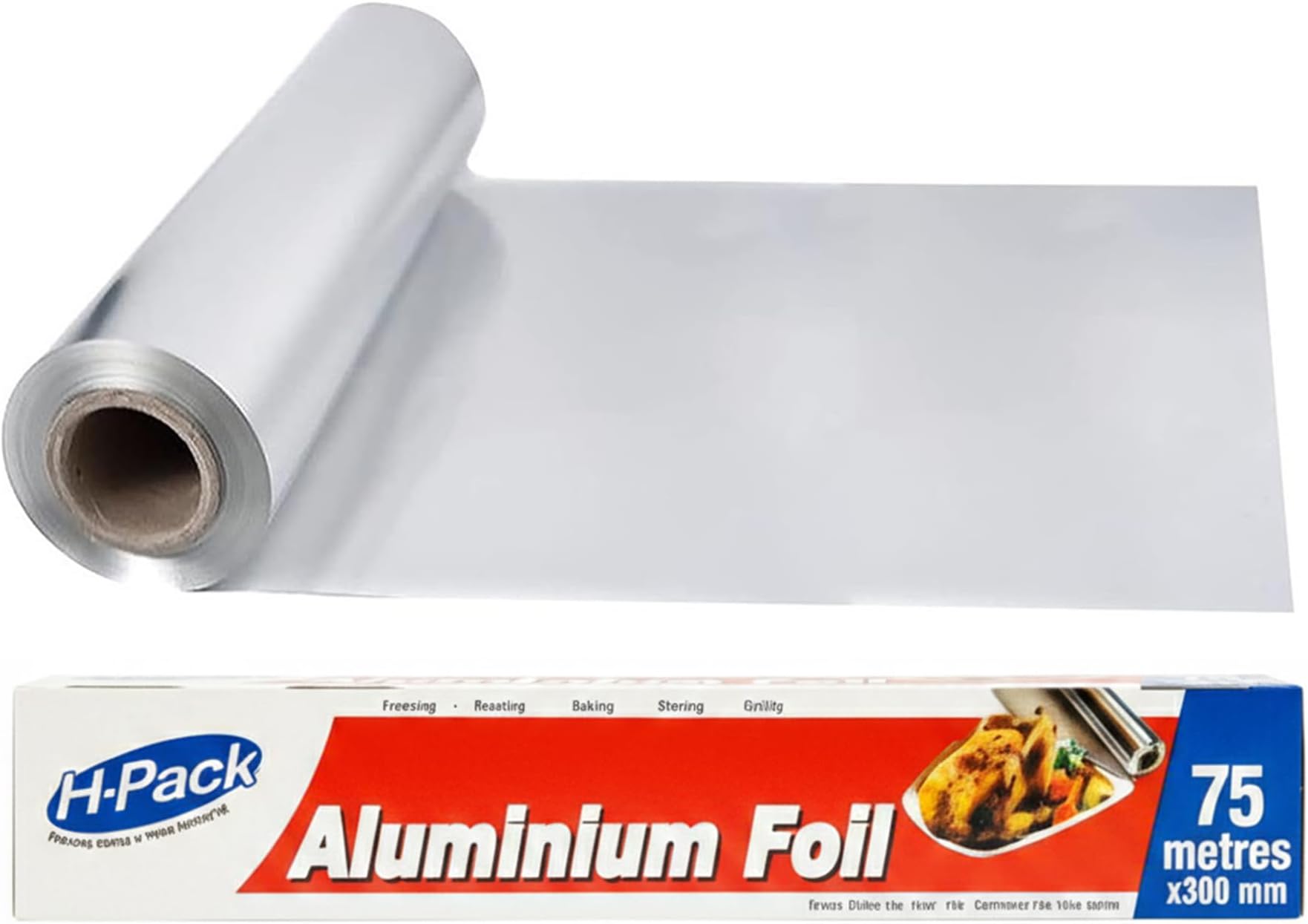 1 x Aluminium Foil Roll Kitchen Catering Tin Foil 75m x 30cm for Cooking BBQ Grilling Baking Roasting Freezing Food Storing