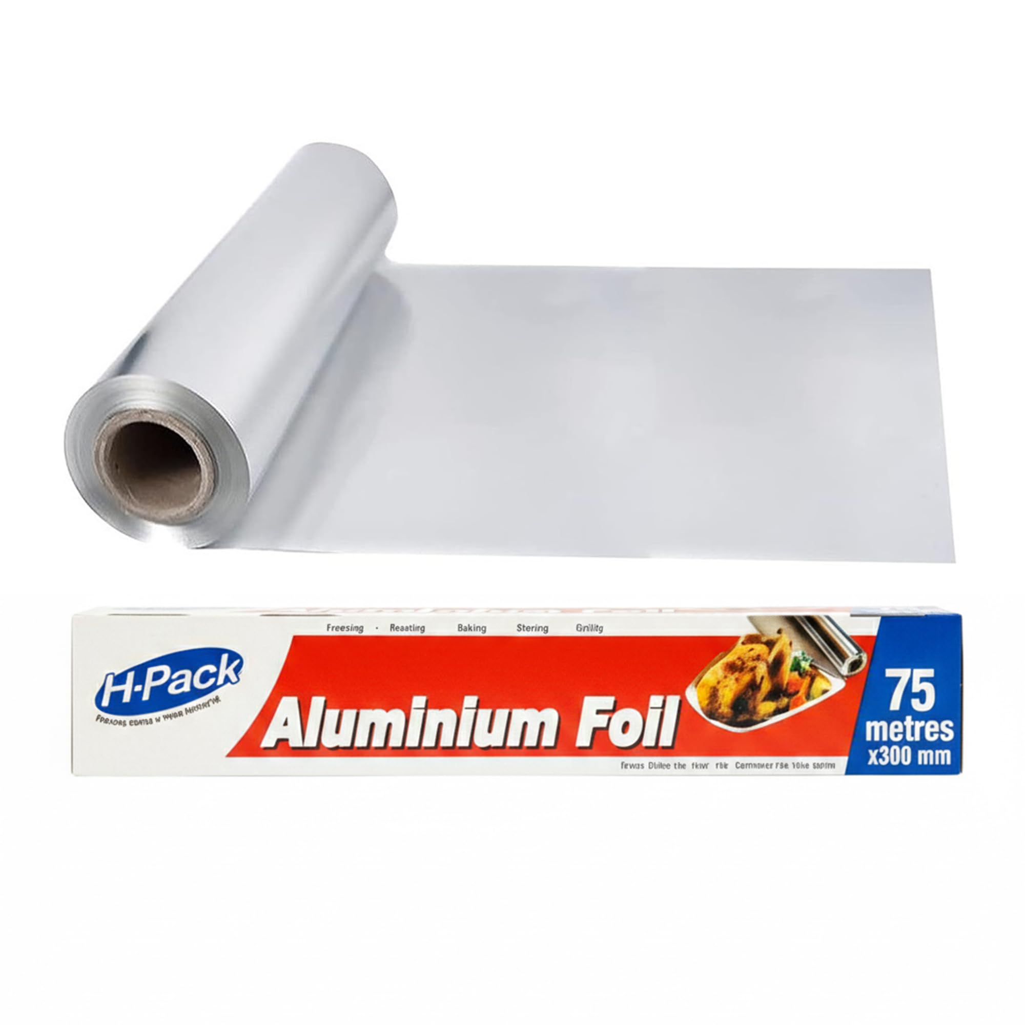 1 x Aluminium Foil Roll Kitchen Catering Tin Foil 75m x 30cm for Cooking BBQ Grilling Baking Roasting Freezing Food Storing