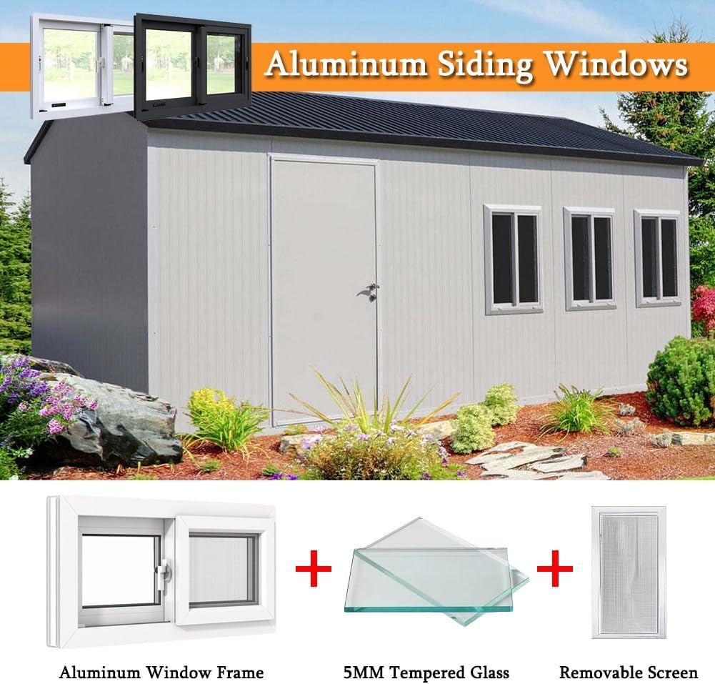 Replacement Basement Windows 31x12in 32x13in 39x22in Shed Sliding Windows with Glass and Screen, Aluminum Alloy Frame, for Mobile Home Windows Chicken Coop Rv Garage(White,30" x 12")