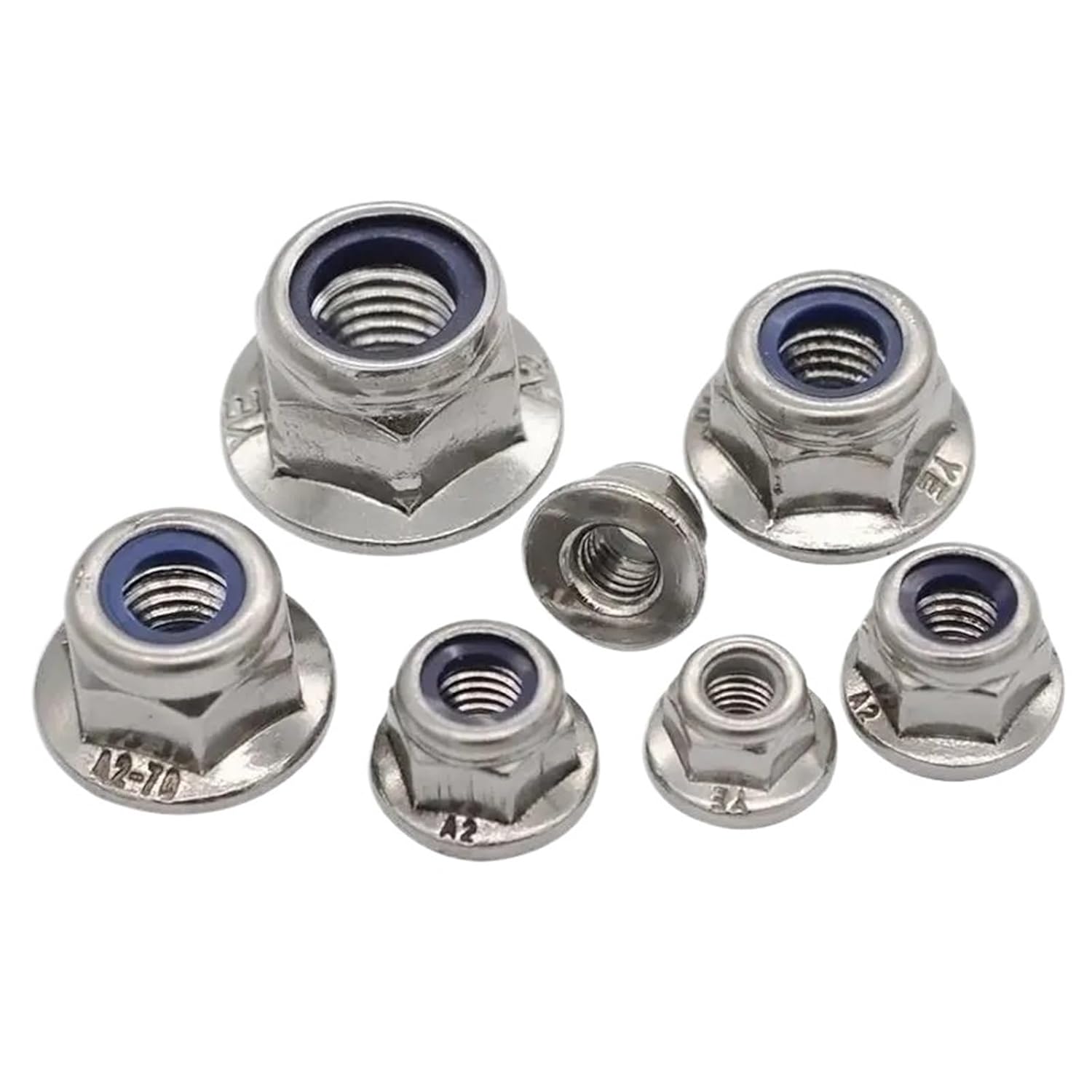 M3 M4 M5 M6 M8 M10 M12 Prevailing Torque Type Hexagon Nuts with Flange and with Non-Metallic Insert Flange Nuts 3-30PCS(M4-30pcs)