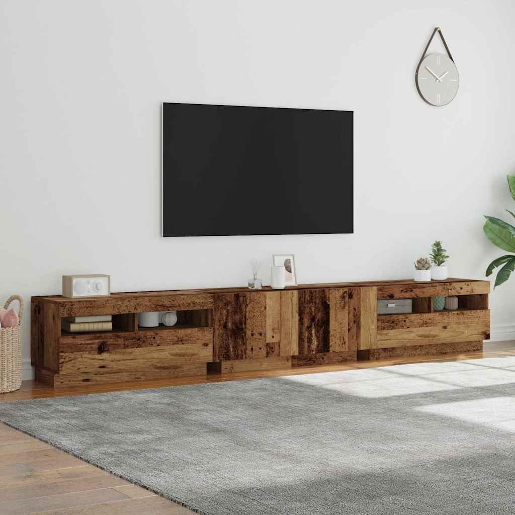 Mueble TV Luces LED Madera ingeniería Envejecida 260x35x40 cm