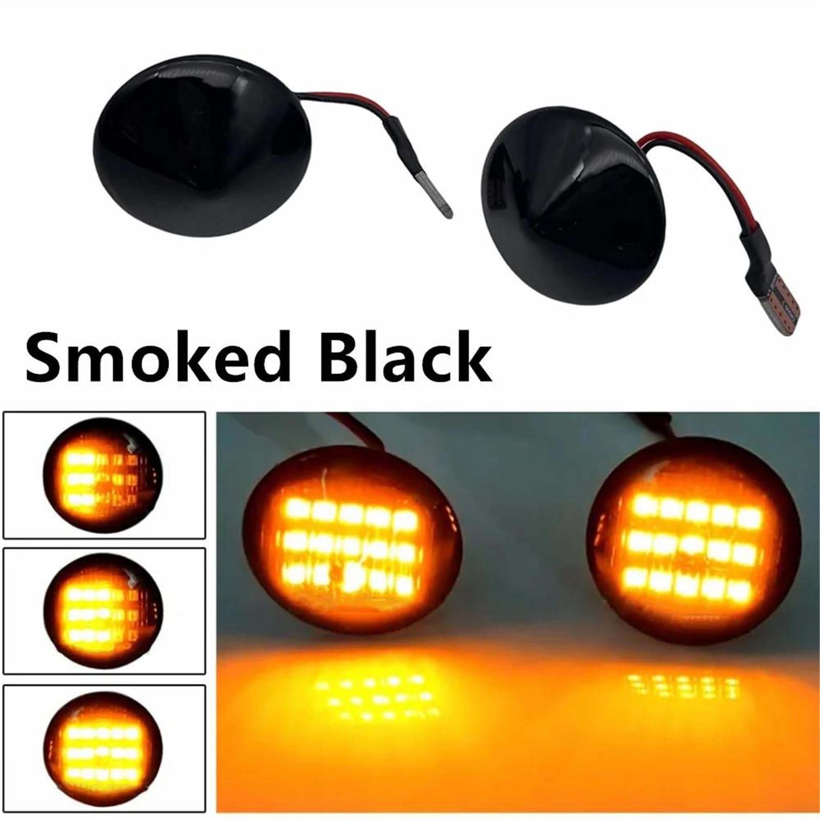 ESPYN Indicatore Direzione per Fiat per Punto 188 1999-2010 per Fiat per Doblo 2001-2005 2 Pezzi Dinamica LED Indicatori di Direzione Indicatore Laterale Lampada Fanale Fanalino Freccia(Smoked Black)