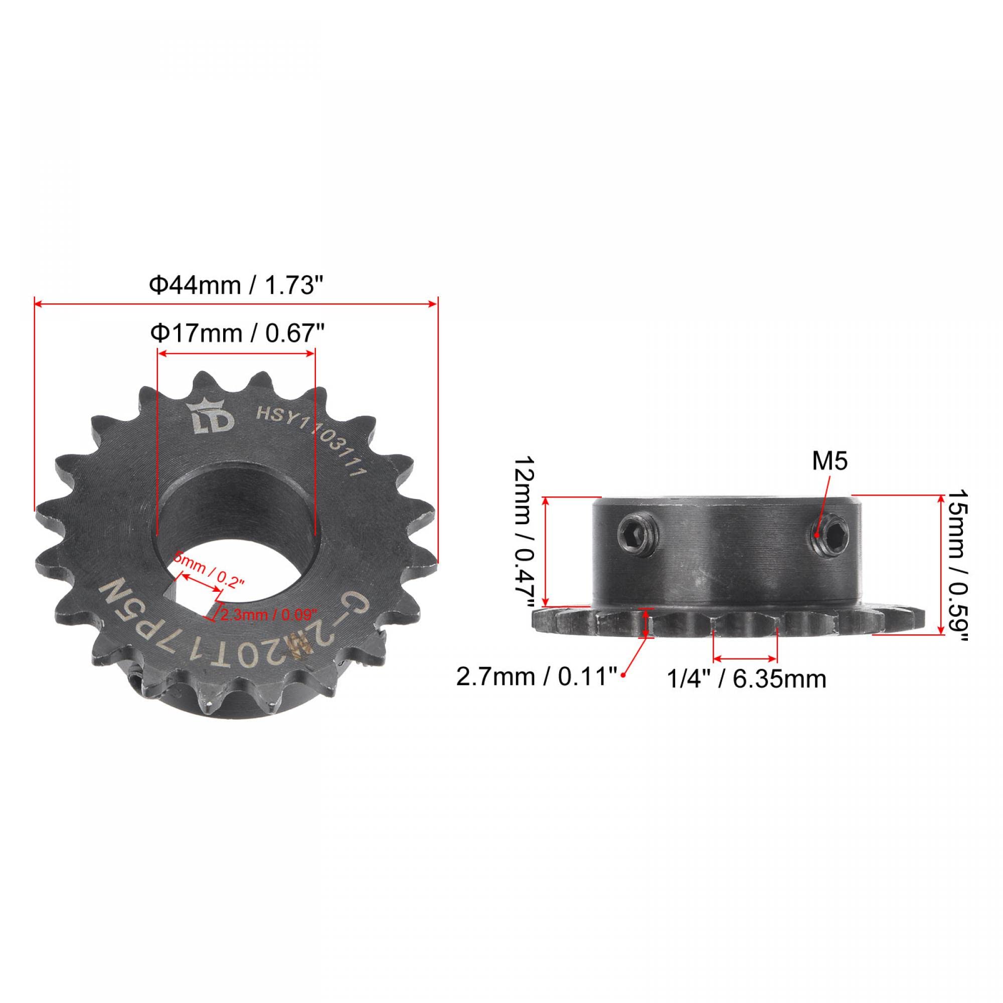 AJANTA INDUSTRIAL 50BS12 Roller Chain Sprocket, Finished with Keyway, Type B Hub #50 Chain 1-1/4
