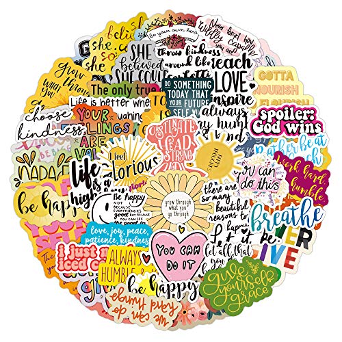 50 Pcs Trendy Colorful Inspiring Words Vcso Stickers for Kids Teens Boys Girl,Cute Aesthetic Vinyl Stickers Decals Pack for Water Bottle Hydroflask MacBook Phone Computer Flasks Bike Helmet Car.