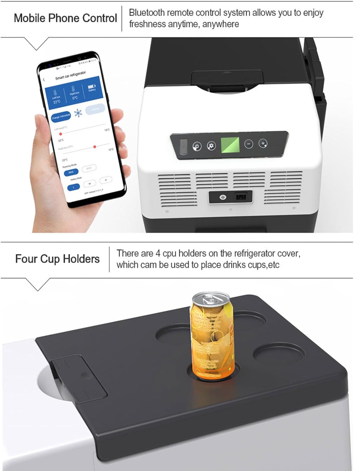 Car Refrigerator, 12V/24V Freezer Compressor Cooler Portable Refrigerator Fridge Cooler for Car, RV, Truck, Van, Boat for Camping, Travel, Fishing Outdoor,40L
