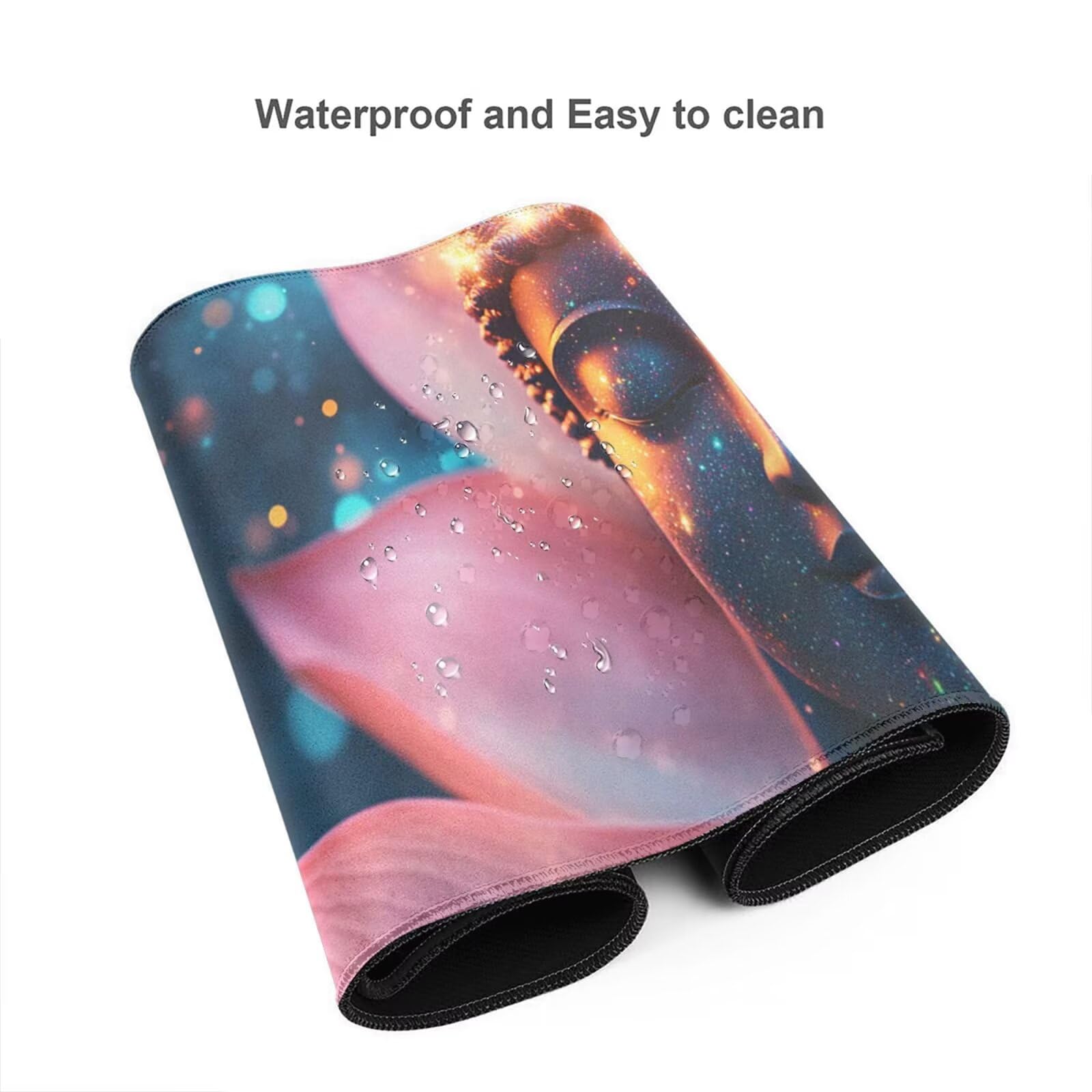 Alfombrilla Ratón Loto Alfombrilla Ratón XXL 1600 x 800 mm, Buda Mouse Pad Gaming con Bordes Cosidos, Impermeable Mousepad Base de Goma Antideslizante Duradera, Mouse Pad para Oficina Accesorios Q142