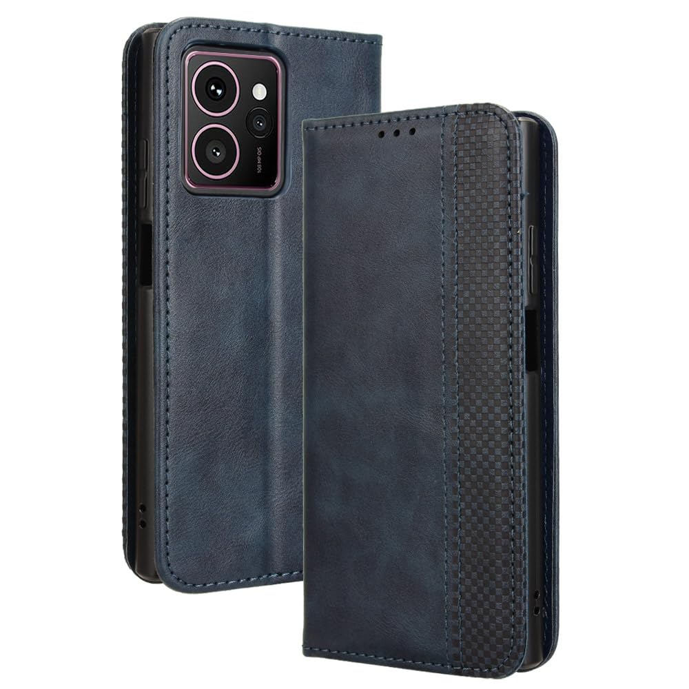 Étui Portefeuille HMD Skyline Avec Blocage RFID - Béquille Intégrée, Fermeture Magnétique, Fentes Cartes, Noir (Modèle Business Style Flip)