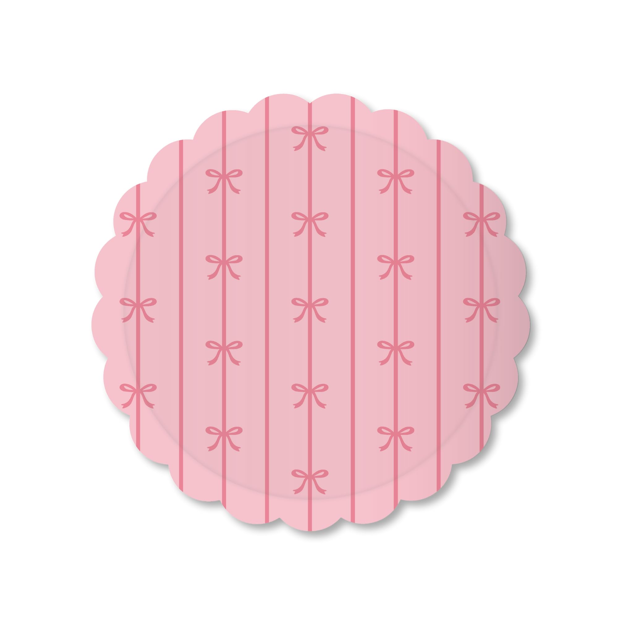 Bonjour Fête Light Pink Signature Bow Small Paper Party Plates | Sturdy Disposable Plates for Birthdays, Holidays, & Bridal Showers | Party Supplies