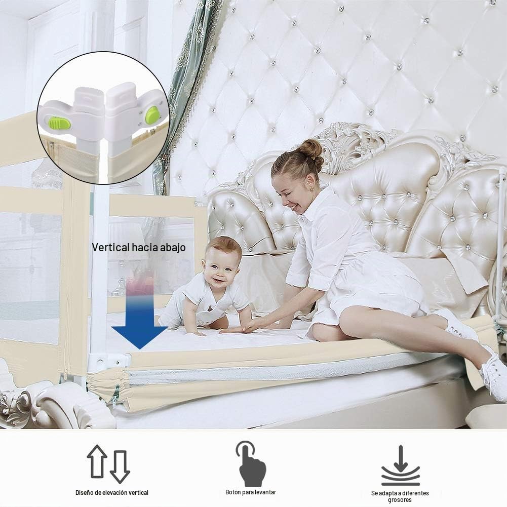 Ejoyous Barrera de Seguridad Plegable Ajustable para Cama Infantil, Rejilla para Cuna de bebé, Rejilla para protección contra caídas 1,5 m.
