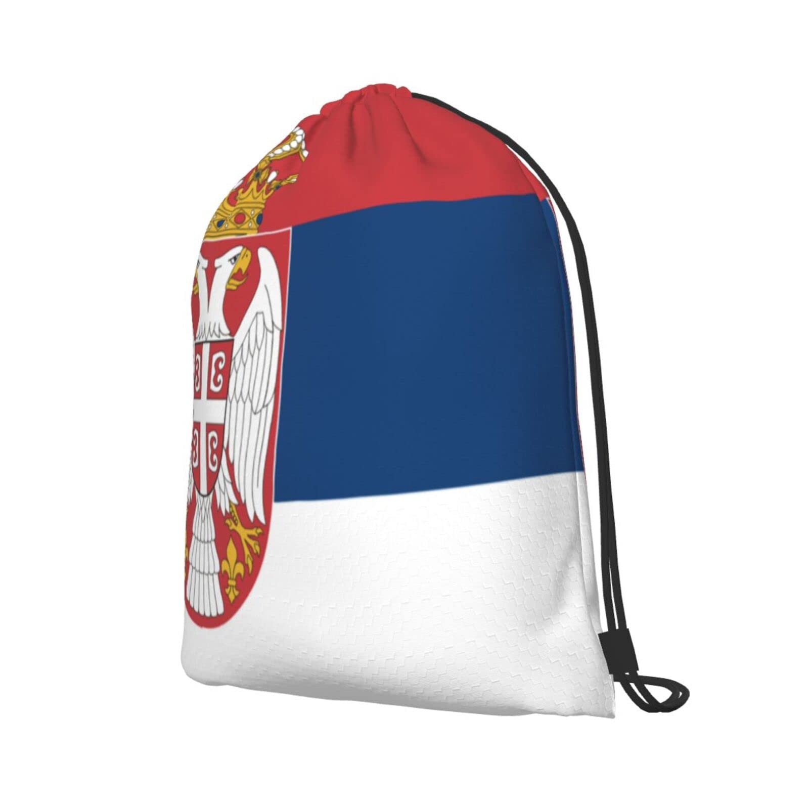 HaiRui YunDa Serbian Flag Drawstring Backpack Casual Portable String Bag Gym Bag Simple Outdoor Sports Knappack