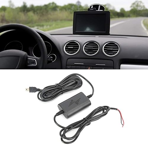 Miniatura 4 de Acouto Dash Cam Hardwire Kit 12v 24V a 5V 2.5A Straight Mini USB Step Down Line para monitoreo de estacionamiento, cámaras de reserva de vehículos,