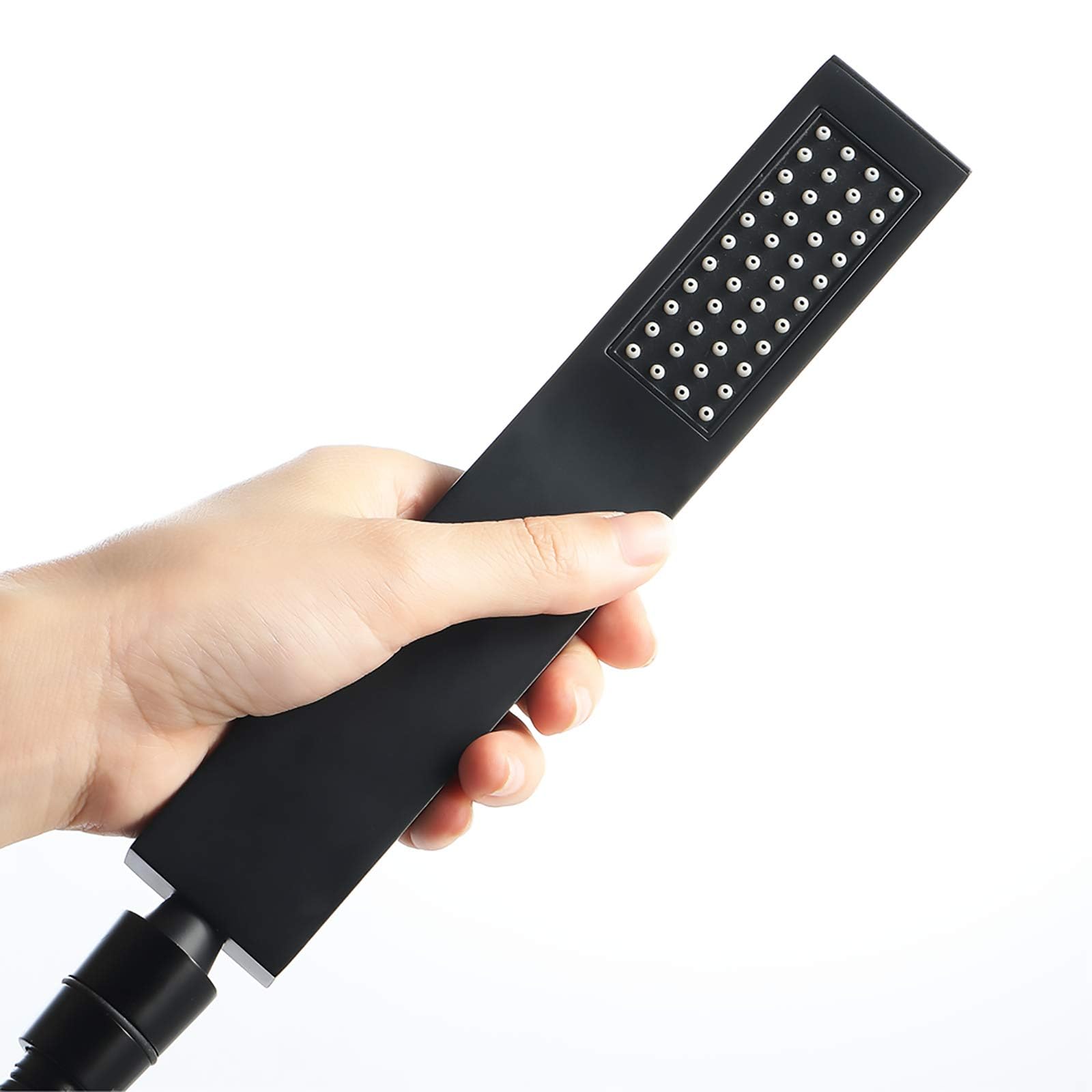 Nero Soffione Doccia con Tubo e Supporto Ottone Testa Doccia a Mano Anticalcare Risparmio Idrico Manopola Doccia con Ugello in Silicone per Bagno e Spa