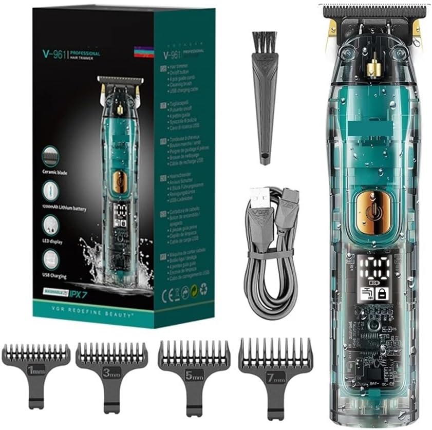 Professional Hair Trimmer for Men Electric Beard Rechargeable Clipper Washable Haircut Barber Shop Kit(961 Box)