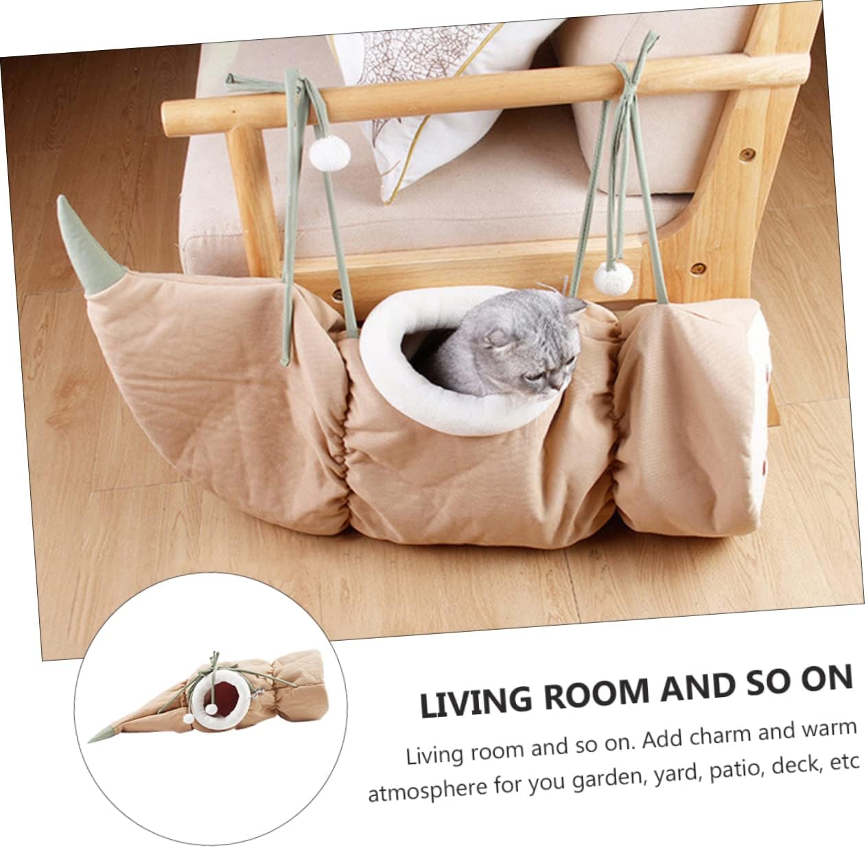 Yardwe Folding Cat Tunnel Hammock Sleep Bag Breathable PET Nest for Cats Detachable Cover for Indoor and Outdoor Use