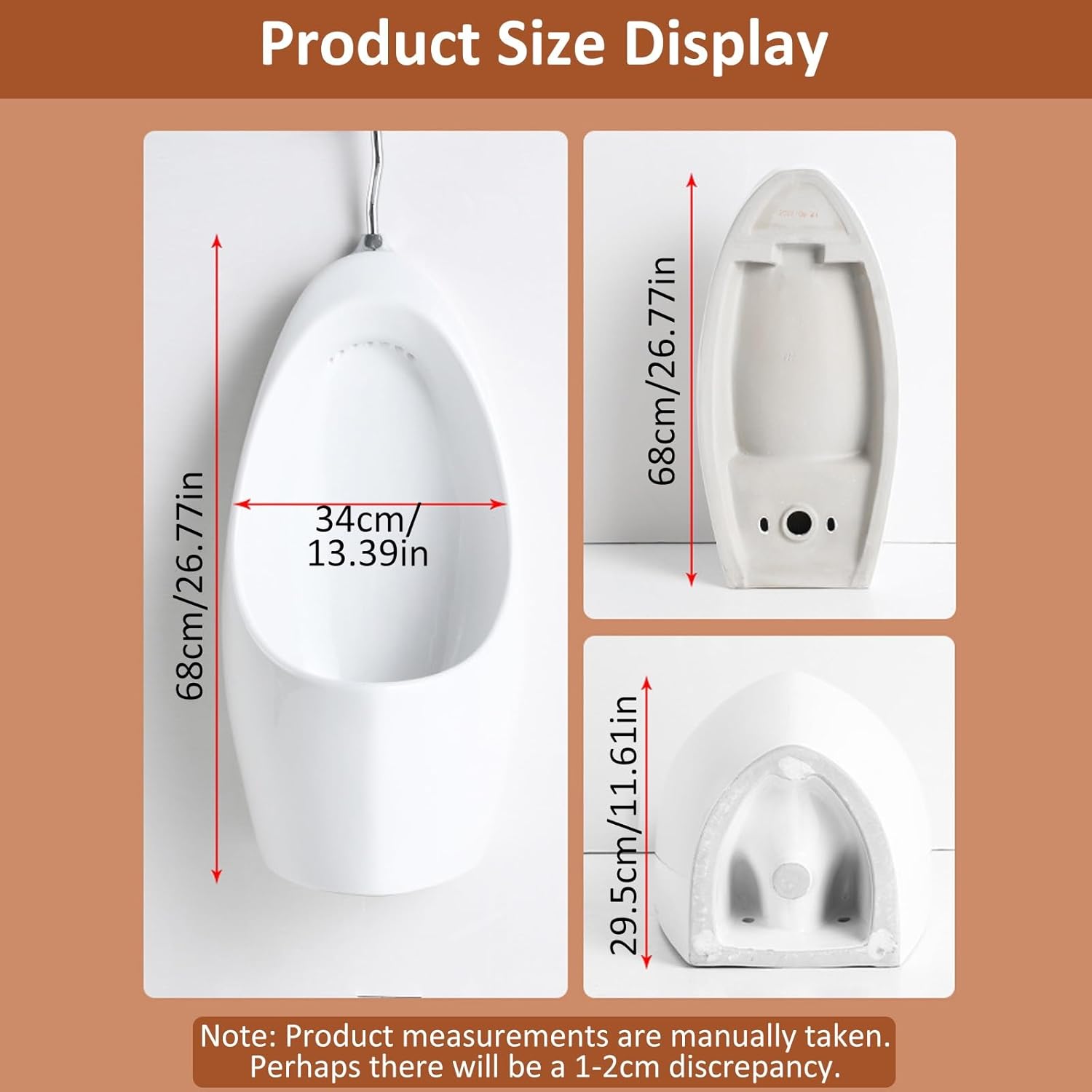 Urinals for Men Bathroom Commercial Washout Urinal Wall Mounted Men's Adult Urinal Splash-Proof Male Urinal for Bathrooms Hotels Shopping Malls