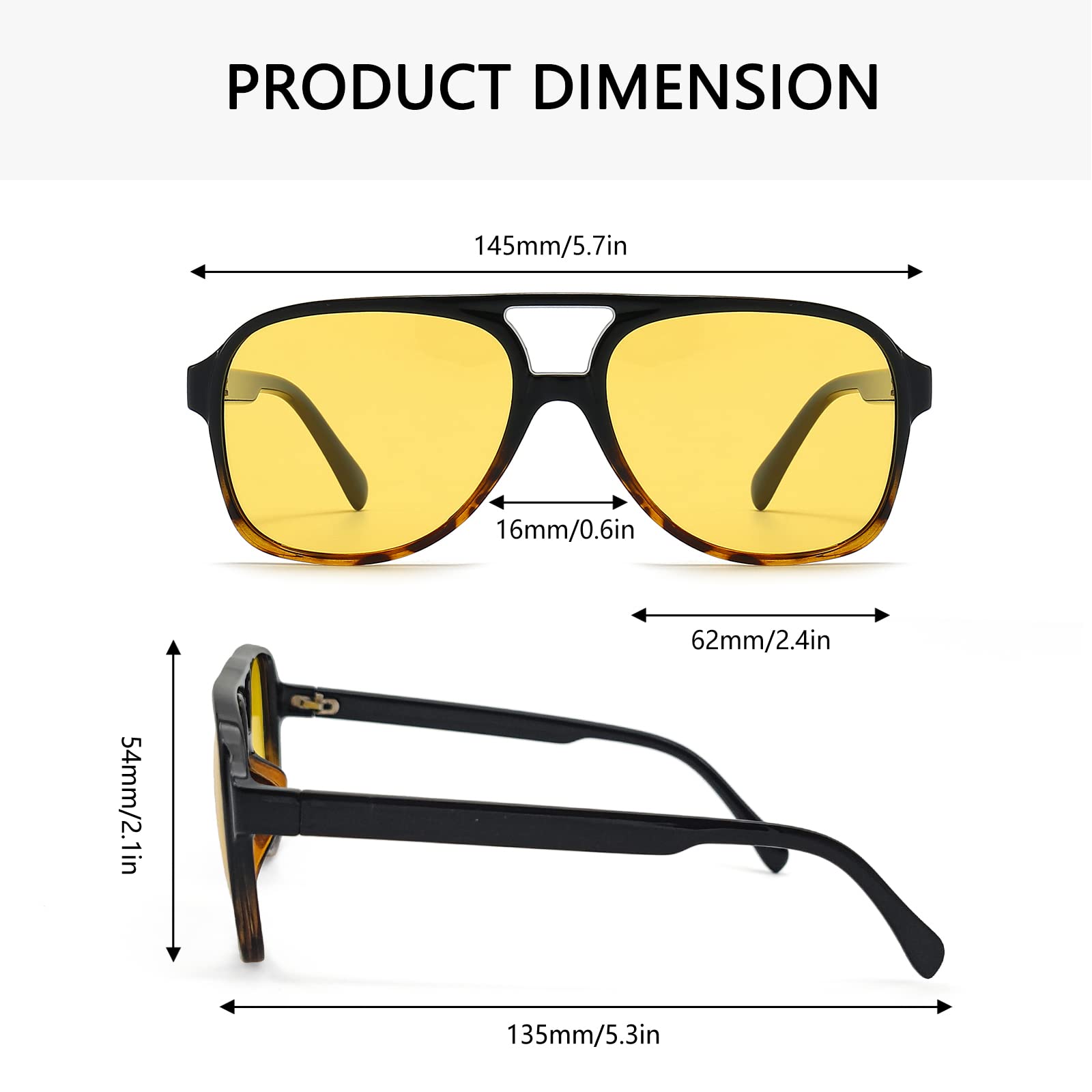 Long Keeper Night Driving Glasses - Night Vision Driving Glasses Anti Glare Polarised Yellow Sunglasses 70s Style for Mens Womens - Image 3