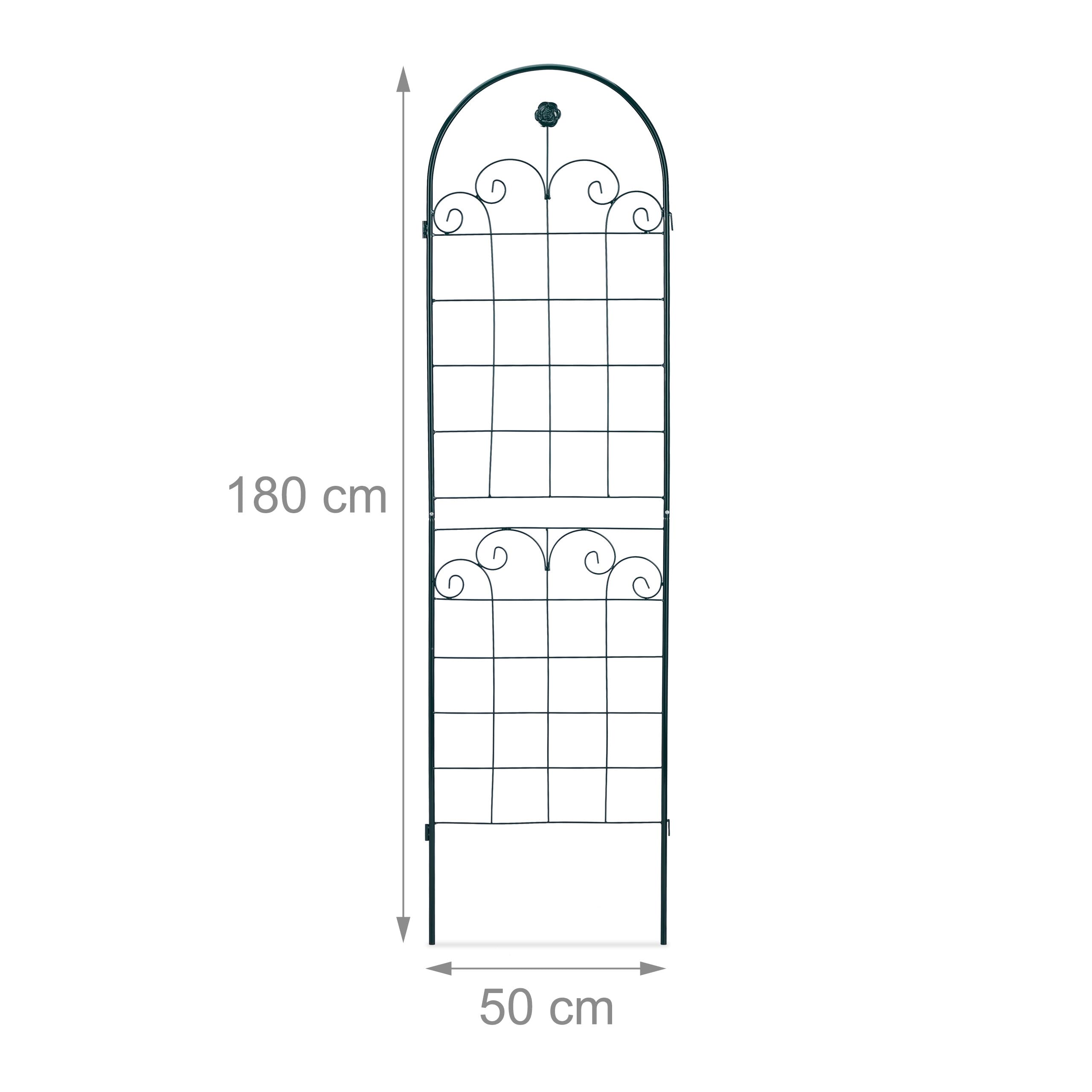 Relaxdays Treillis Jardin Fer Set de 2 clôture Plante grimpante Grille Fleurs Arceau Rosier 180 x 50 cm B, Vert foncé