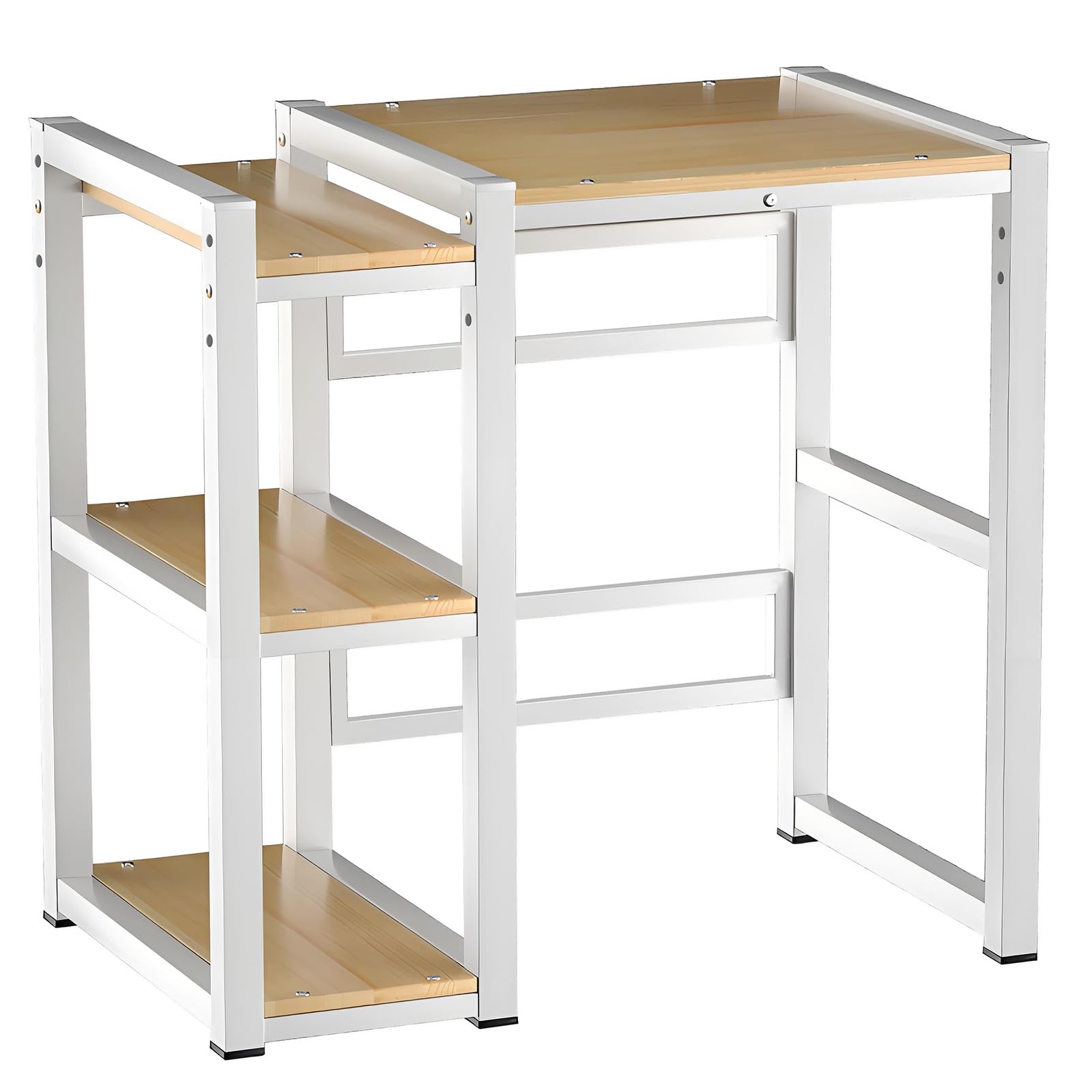 Waschmaschinenregal Trockner mit Seitenablagen, Höhenverstellbares Regal für Waschmaschine und Trockner, Schwerlast Waschmaschine Trockner Regal aus 4CM Stahl für Waschküche(White)