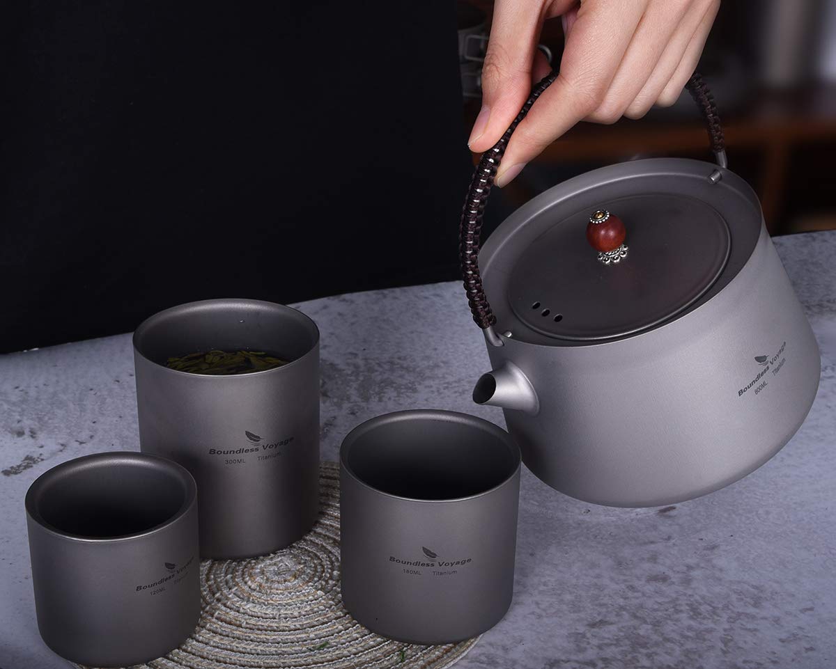 iBasingo Titan Becher 120ml 180ml 300ml 3 in 1 Reisen Doppelwandige Kaffee Trinkgeschirr Mini Isolierte Outdoor Camping Täglich Gebrauchtes Wandern Büro Tasse Leichtes Langlebiges Geschirr Ti3031D