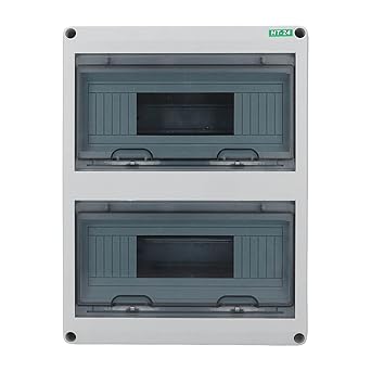 24 Way Distribution Protection Box, 270 x 350 x 105mm IP66 Waterproof DIN Rail Distribution Junction Box for Indoor Outdoor Wall Circuit Breaker