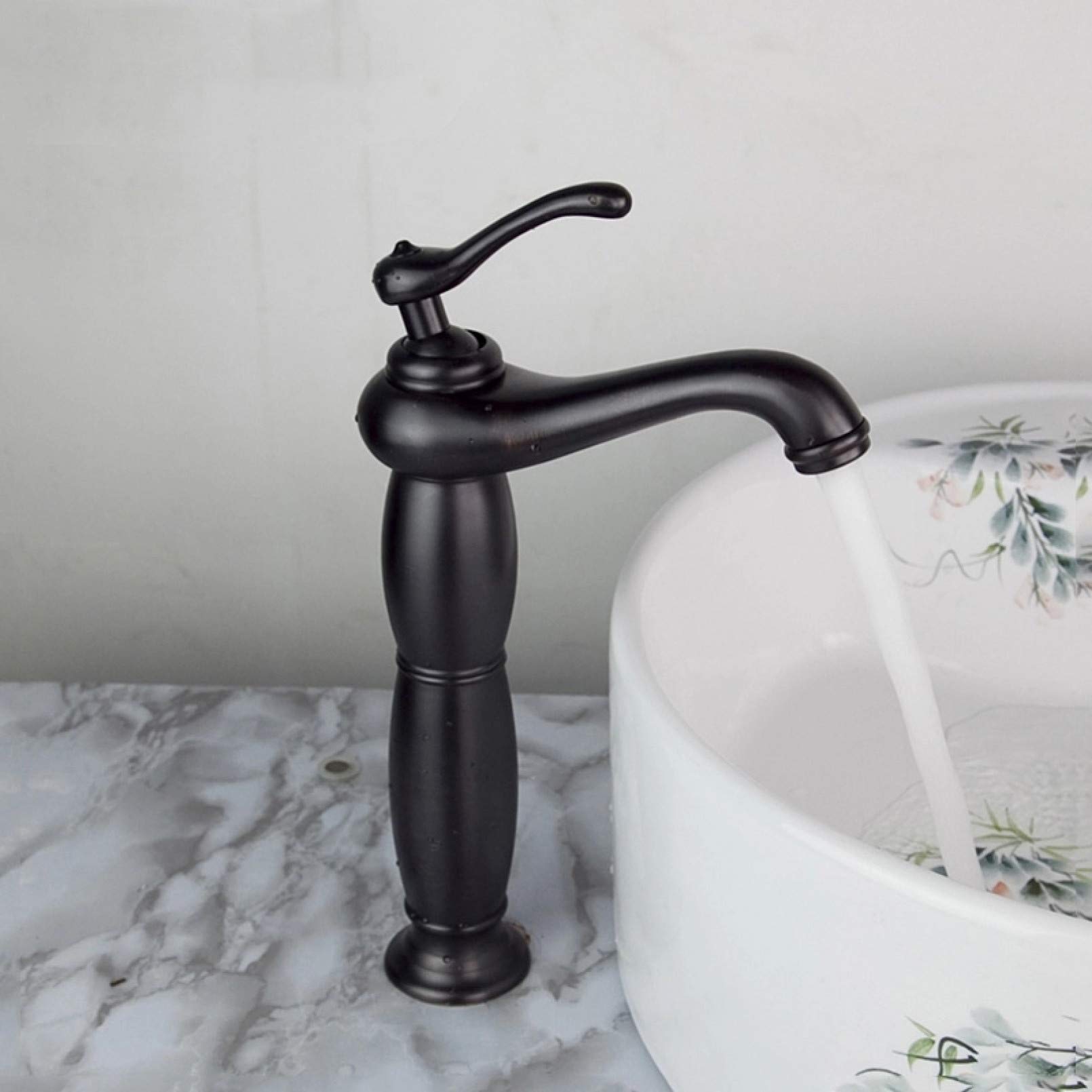 ZQFHSX Oil Rubbed Bronze Bathroom Wash Basin Sink Single Handle Vessel Cold and Hot Mixer Water Faucets Tap LWX