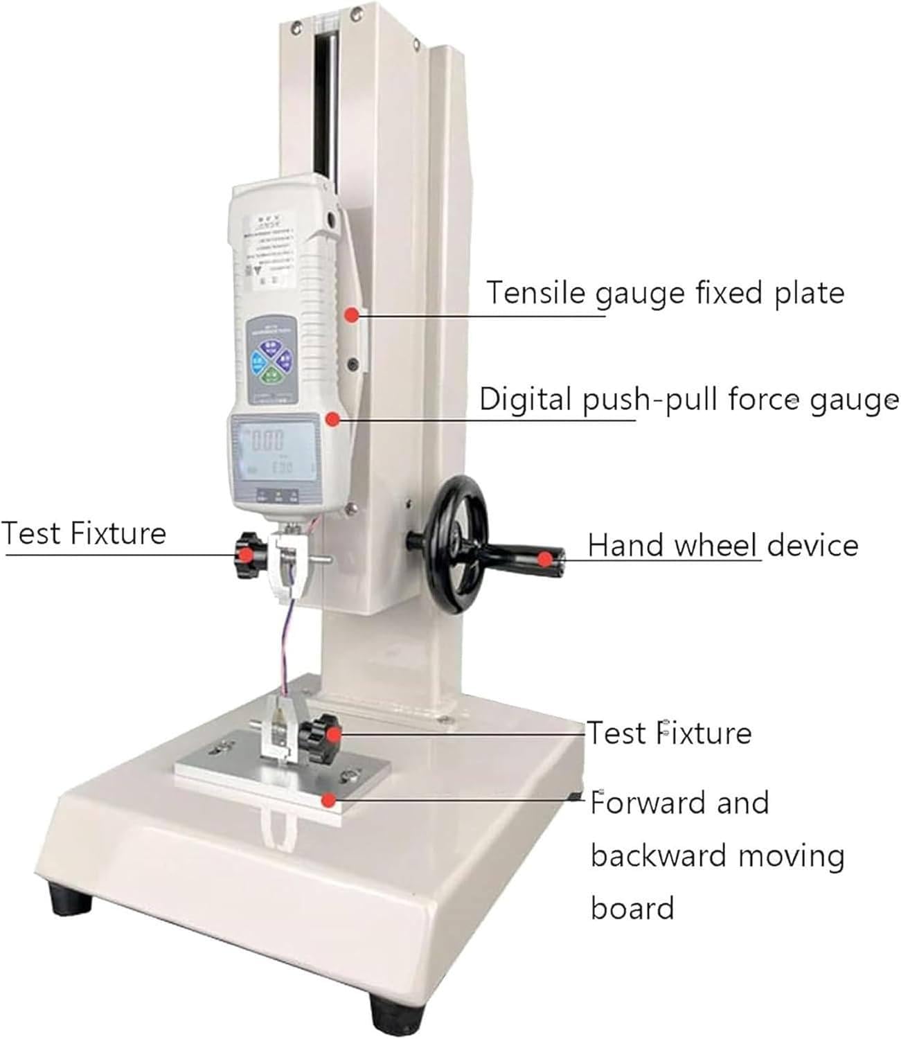 Macchina per prove di trazione, tester digitale con corsa da 300 mm, include 2 morsetti e 5 sonde per tessile, sport e ricerca scientifica, 30N-3KG
