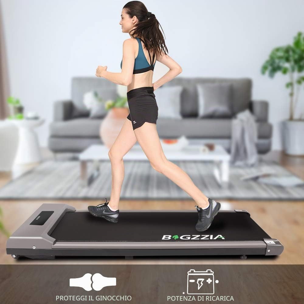 Bigzzia Tapis Roulant Elettrico Pieghevole,Walking Pad 8 km/h,Tappeto Corsa Extra Large 42CM,con telecomando e display LCD