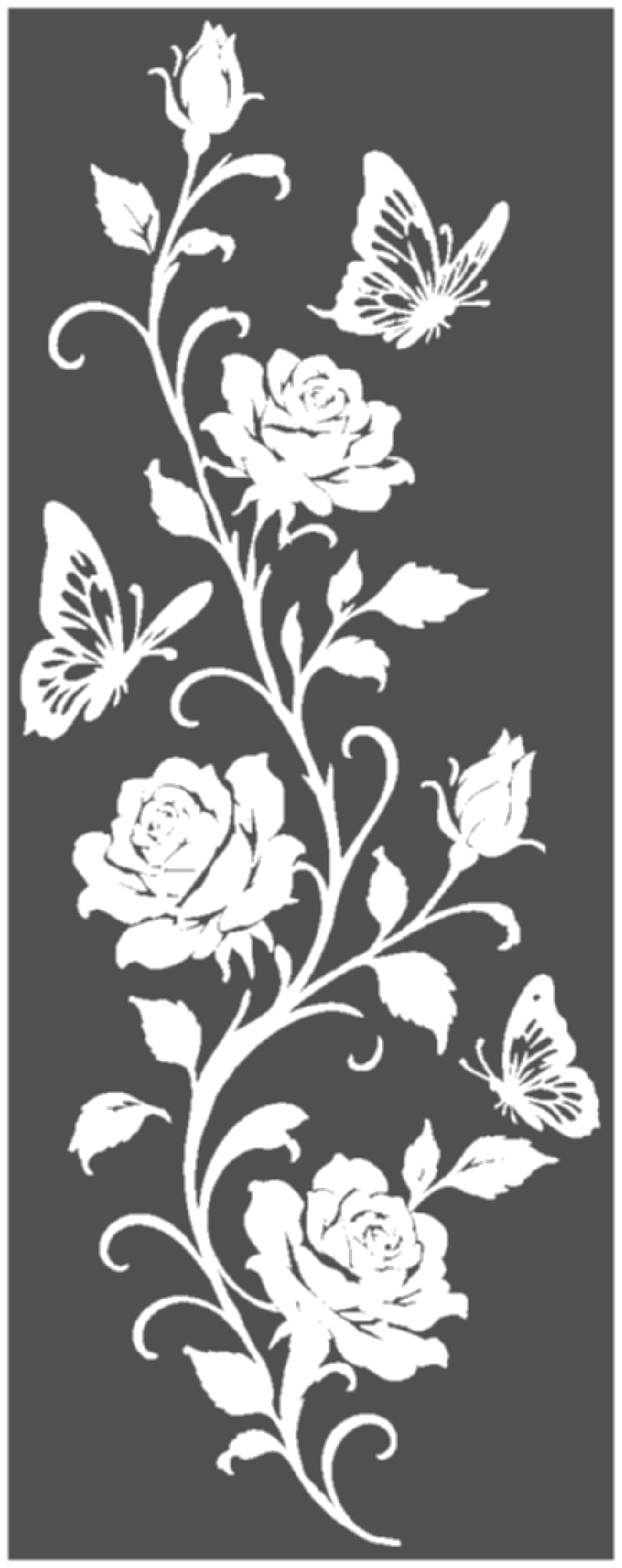 Samunshi® Wandtattoo Rosen Blumenranke mit Schmetterlingen Elegante Blumen Wanddekoration Florales Wandmotiv für Wohnzimmer, Schlafzimmer, Flur und Küche weiß 57 x 150cm