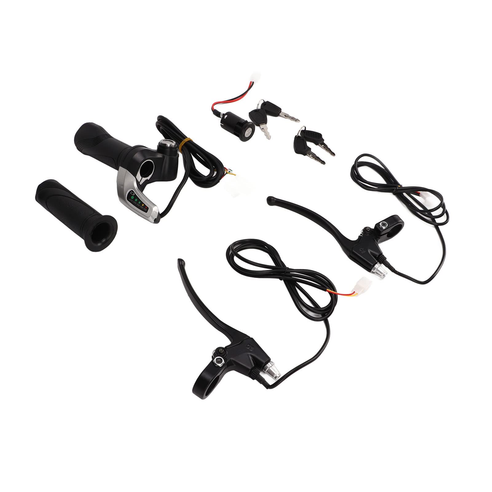 Poignée d’accélérateur pour vélo électrique, poignée de vitesse à torsion en alliage d’aluminium et ABS avec 5 voyants, pour la modification de vélos électriques, compatible avec
