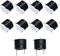 Vista 1 de mxuteuk 10 unids DC5V negro mini zumbadores piezoeléctricos activos zumbador electrónico alarma sonda altavoz tono pitido, apto para computadoras