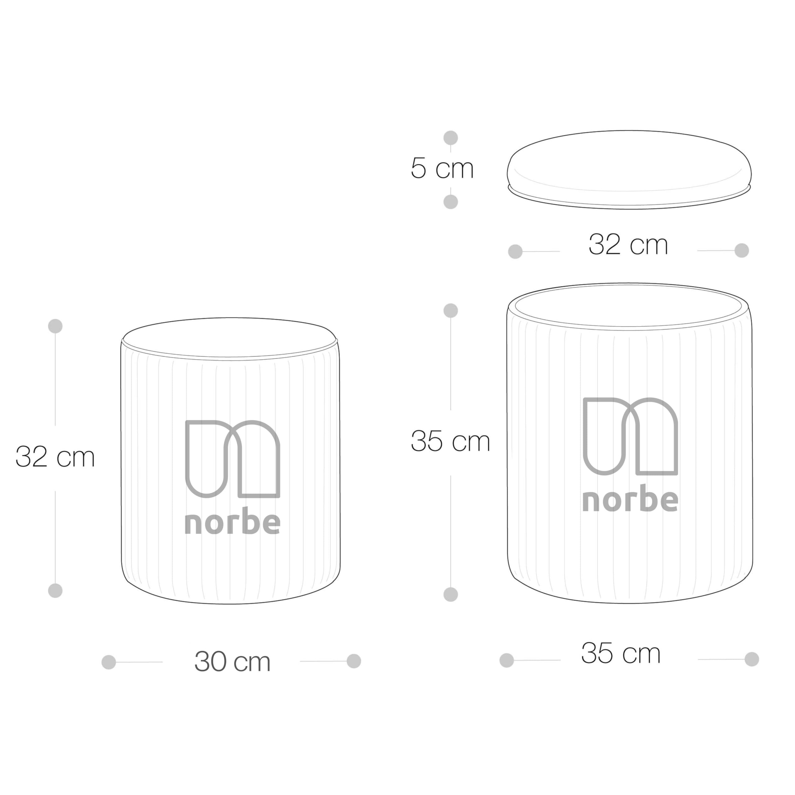 Norbe | TIK-TAK Set 2 Pouf Contenitore Velluto | Poggiapiedi Salotto | Cilindro Impilabile | Sgabello a Coste Camera da Letto | Rosa antico