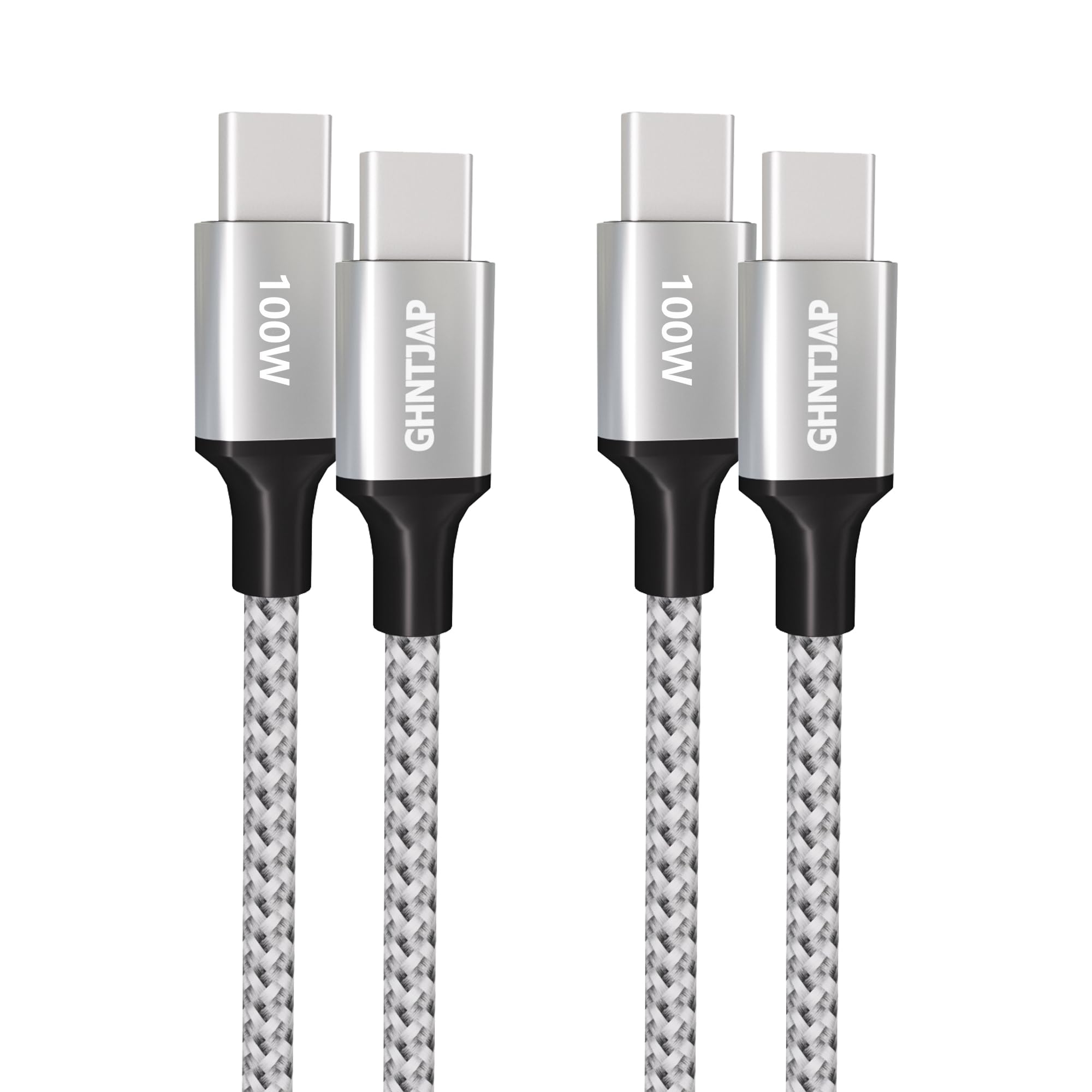 GHNTJAP USB C auf USB C Kabel 1M,[2Stück] 100W USB-C Kabel PD 3.0 Schnellladekabel Nylon Typ C Ladekabel für iPhone 16/15,Galaxy S24,iPad Pro,MacBook,Pixel