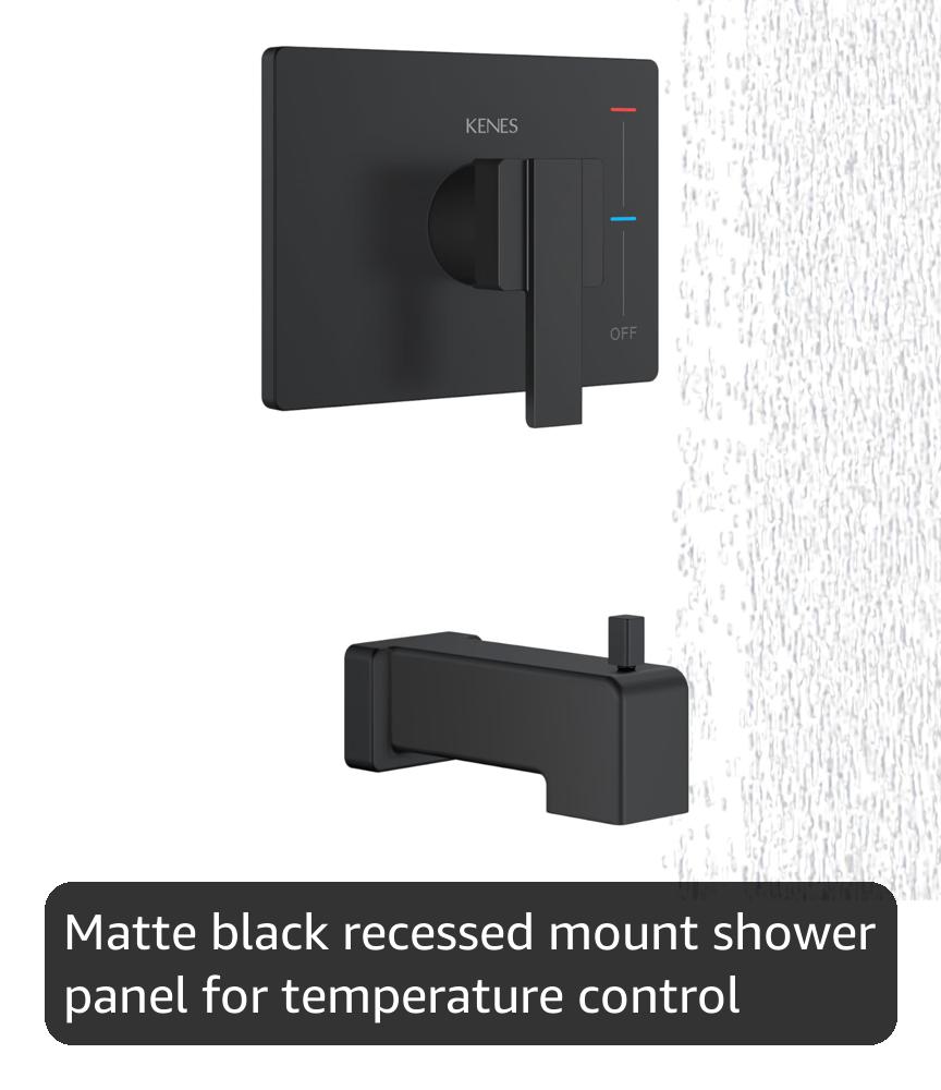 KENES Matte Black Tub Shower Faucet Set Complete with 10-Inch