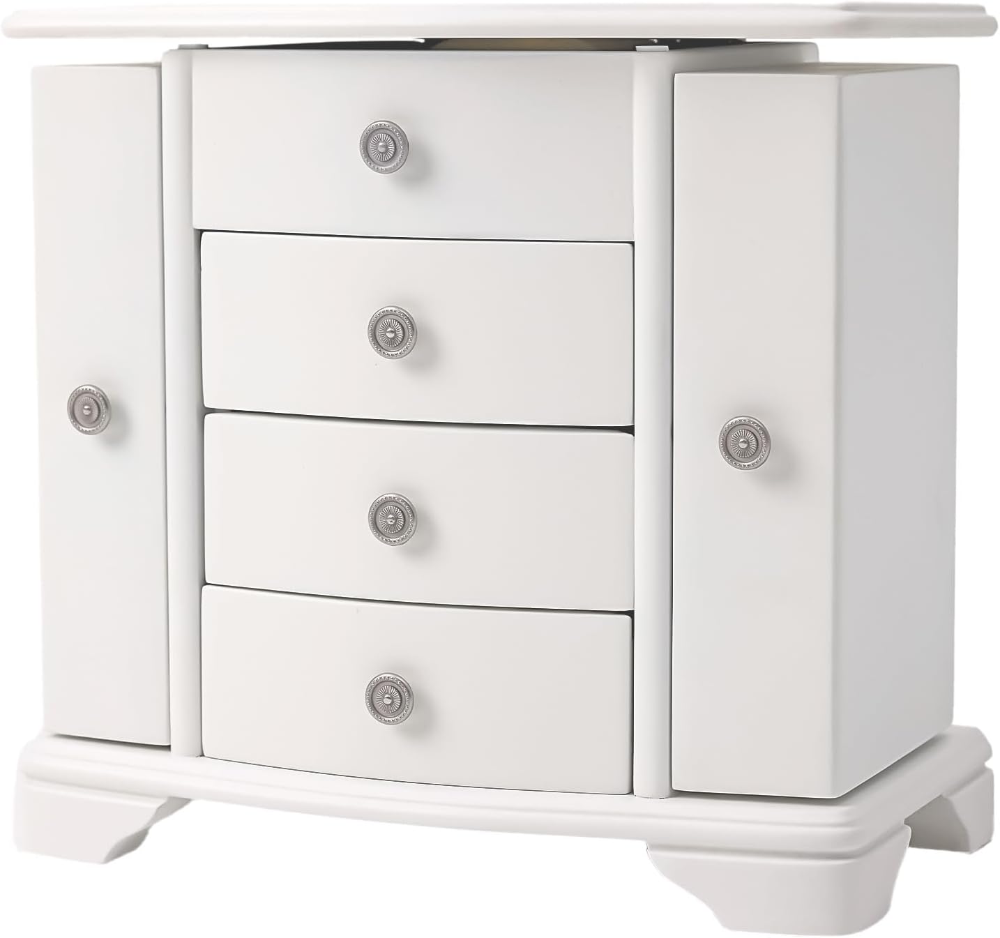 White Jewelry Box,Wooden Jewelry Box With Top Mirror, With Hook And Velvet Lining Large Jewelry Boxes For Women,Suitable As Christmas Gift For Friends