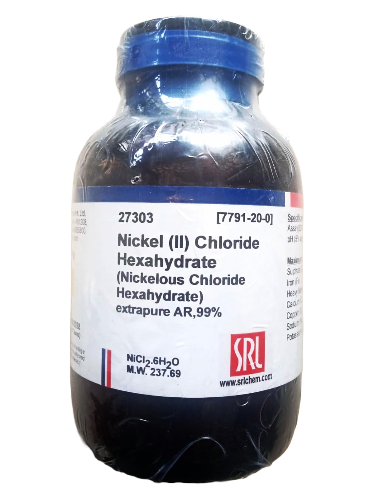 See full amazon price history chart for SRL Nickel (II) Chloride Hexahydrate Extrapure AR Grade, 99%, 100Gm, CAS 7791-20-0, Molecular Formula : NiCl2.6H2O, Storage: Room Temperature for laboratory and industrial use only SRL Nickel (II) Chloride Hexahydrate Extrapure AR Grade, 99%, 100Gm, CAS 7791-20-0, Molecular Formula : NiCl2.6H2O, Storage: Room Temperature for laboratory and industrial use only (B0CQG3JLCF) Amazon Price History, Amazon Price Tracker