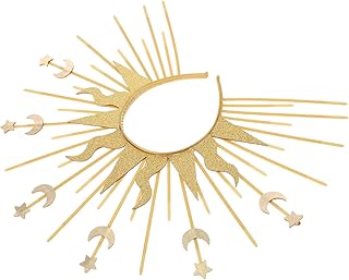 [HOMOCONO] 太陽神のヘッドバンド な頭飾り パーティー 服飾 演出用 頭飾り 太陽と月のカチューシャ 女性用サンヘッドバンド 女神の冠 星のかぶと プラスチック Golden