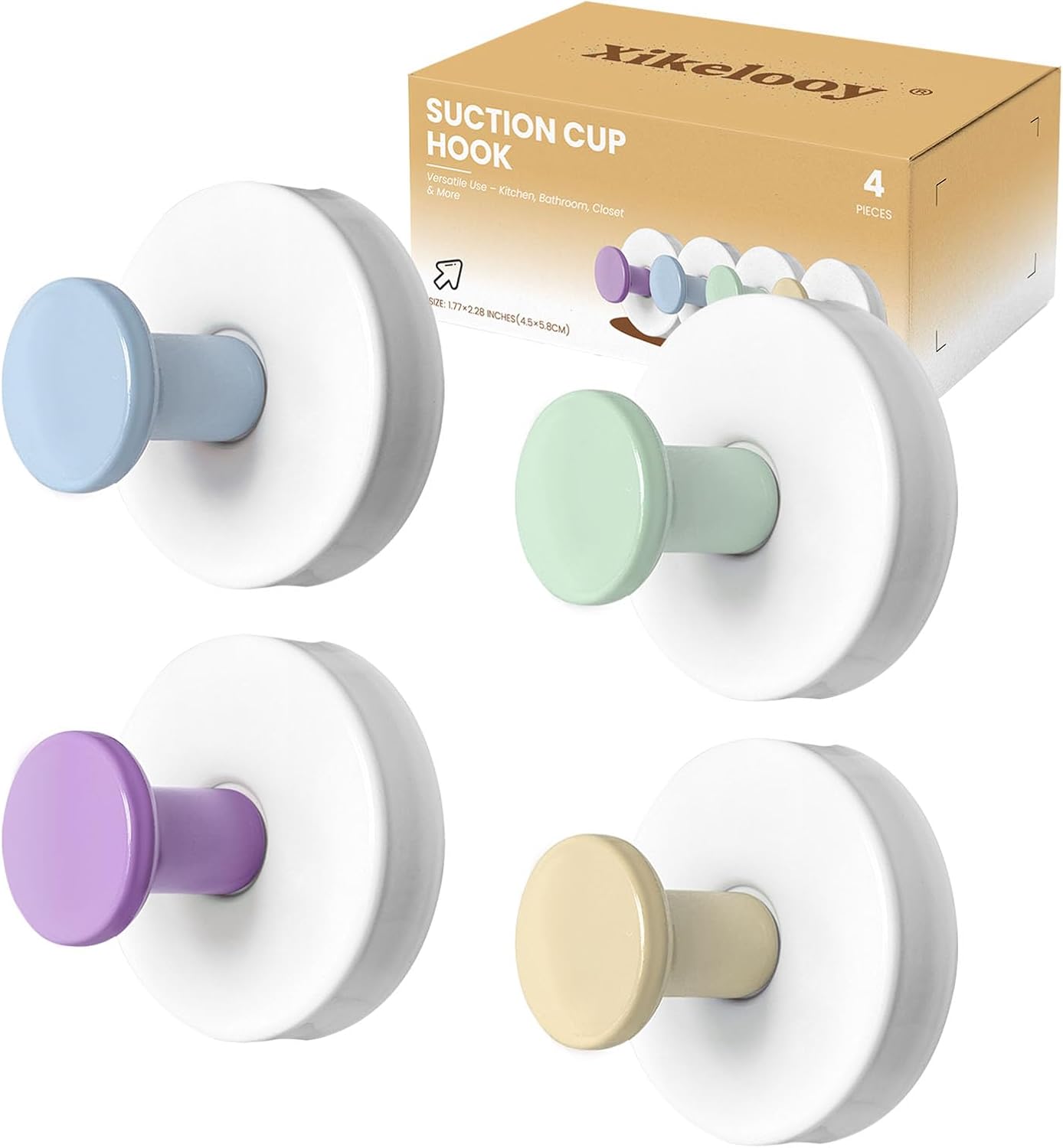 Suction Cup Hooks, Suction Cup Hooks for Shower,Removable Towel Hooks for Bathroom Window Glass Door Wall, Bath Robe Looafh Wreath Hook for Hanging