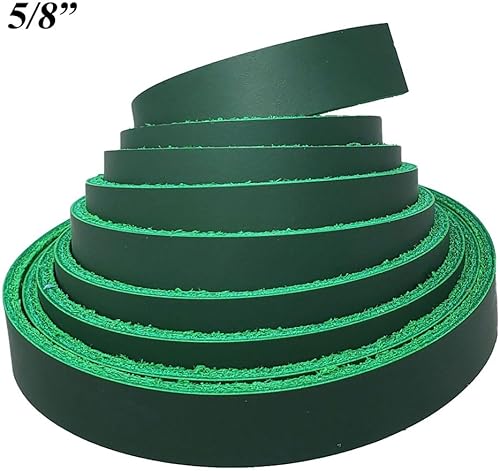 Miniatura 5 de Correas de piel verde de 1,25 pulgadas, correas de cuero Latigo de hasta 96 pulgadas de largo, 6-7 onzas. Tiras de cuero Latigo de Pitka Leather