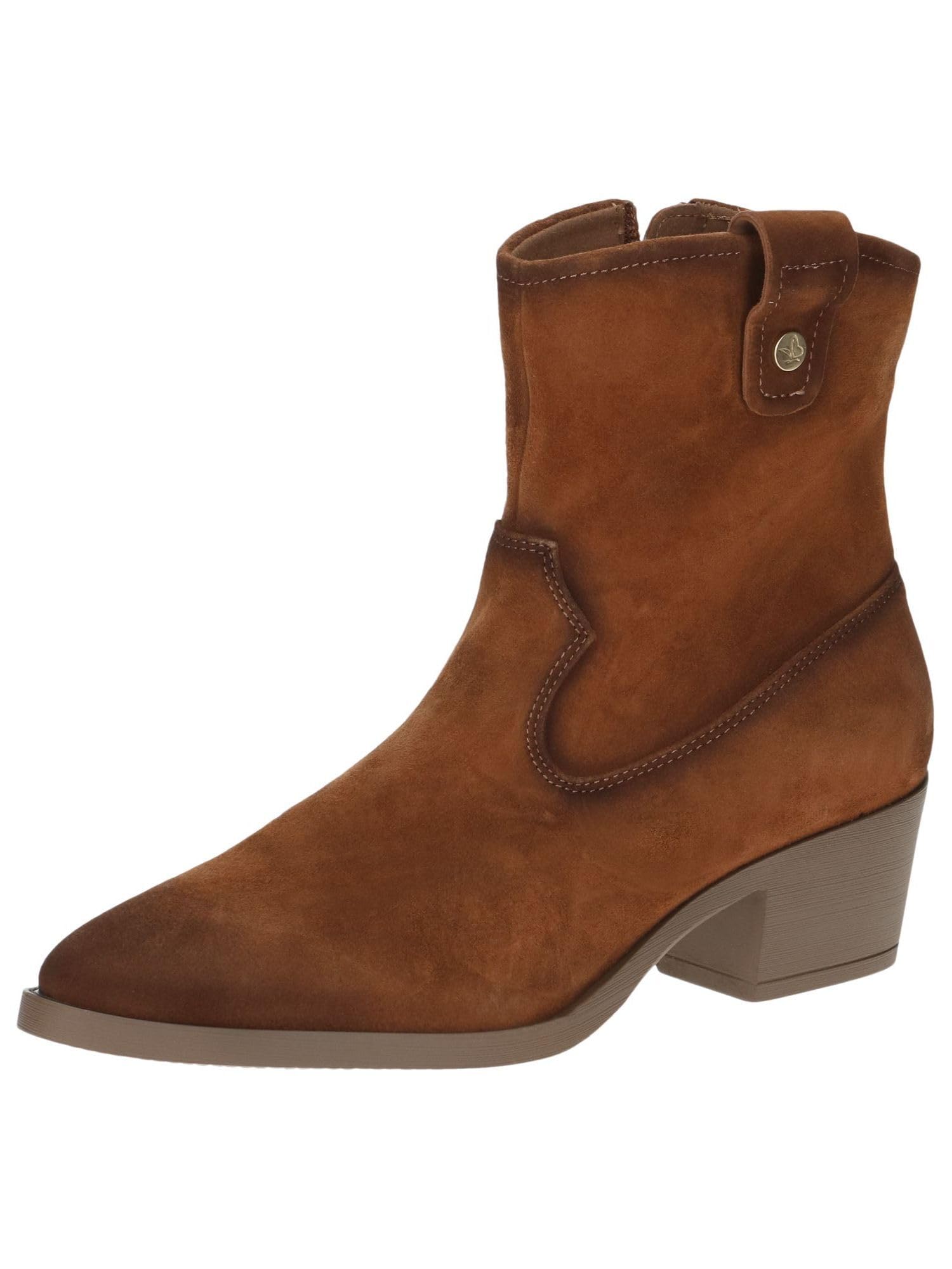 CAPRICE women's heeled leather boots with zipper, Brown (Nut Suede), 6.5 UK