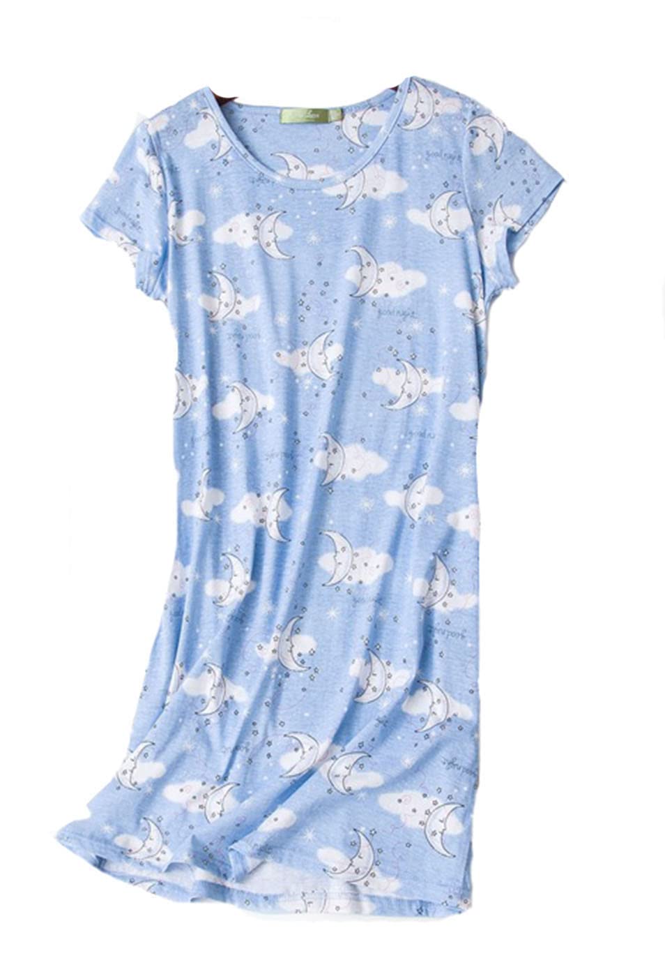 DSJJ Camisón Mujer Verano Camisones de algodón Manga Corta Ropa de Dormir Pijamas Vestir Camisónes Elegante Grande Talla