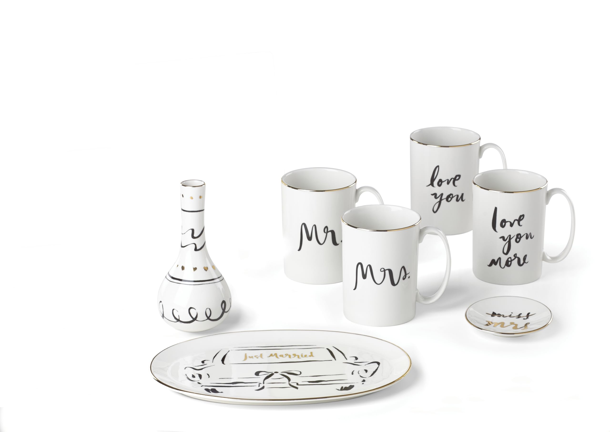 Kate Spade Bridal Party Mrs. Zestaw kubków 2 szt., 0,7 kg, biały