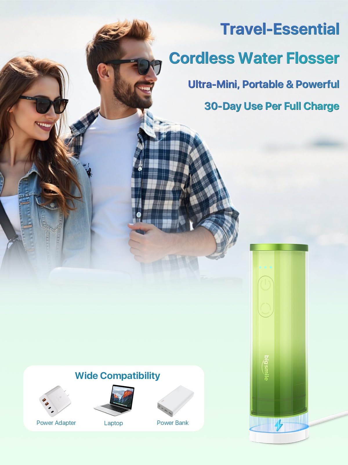Mini-Compact Water Flosser Portable Wireless Dental Pick Tanque plegable