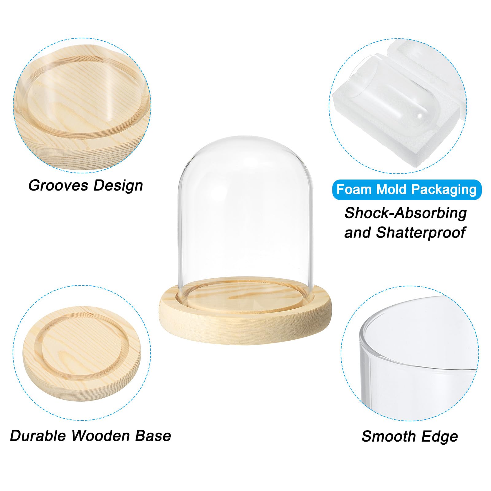 PATIKIL 3.9"x3.1" Clear Cloche Glass Dome - Image 3