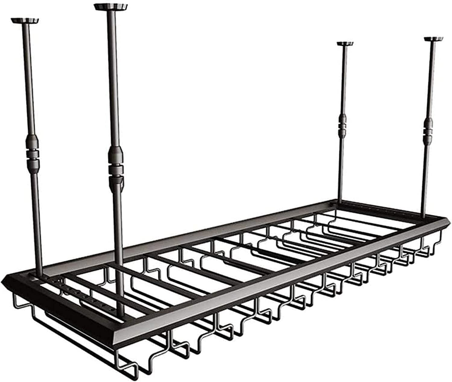 Casier à vin de plafond suspendu 120cm avec support de verres pour bar et cuisine