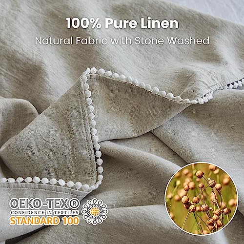 King Linens 100% Linen Throw Blanket With Crocheted Lace For Couch/Bed/Sofa/Gift, Natural Washed Flax Solid Color Soft Breathable Cozy Farmhouse Boho Home Décor thumb #1