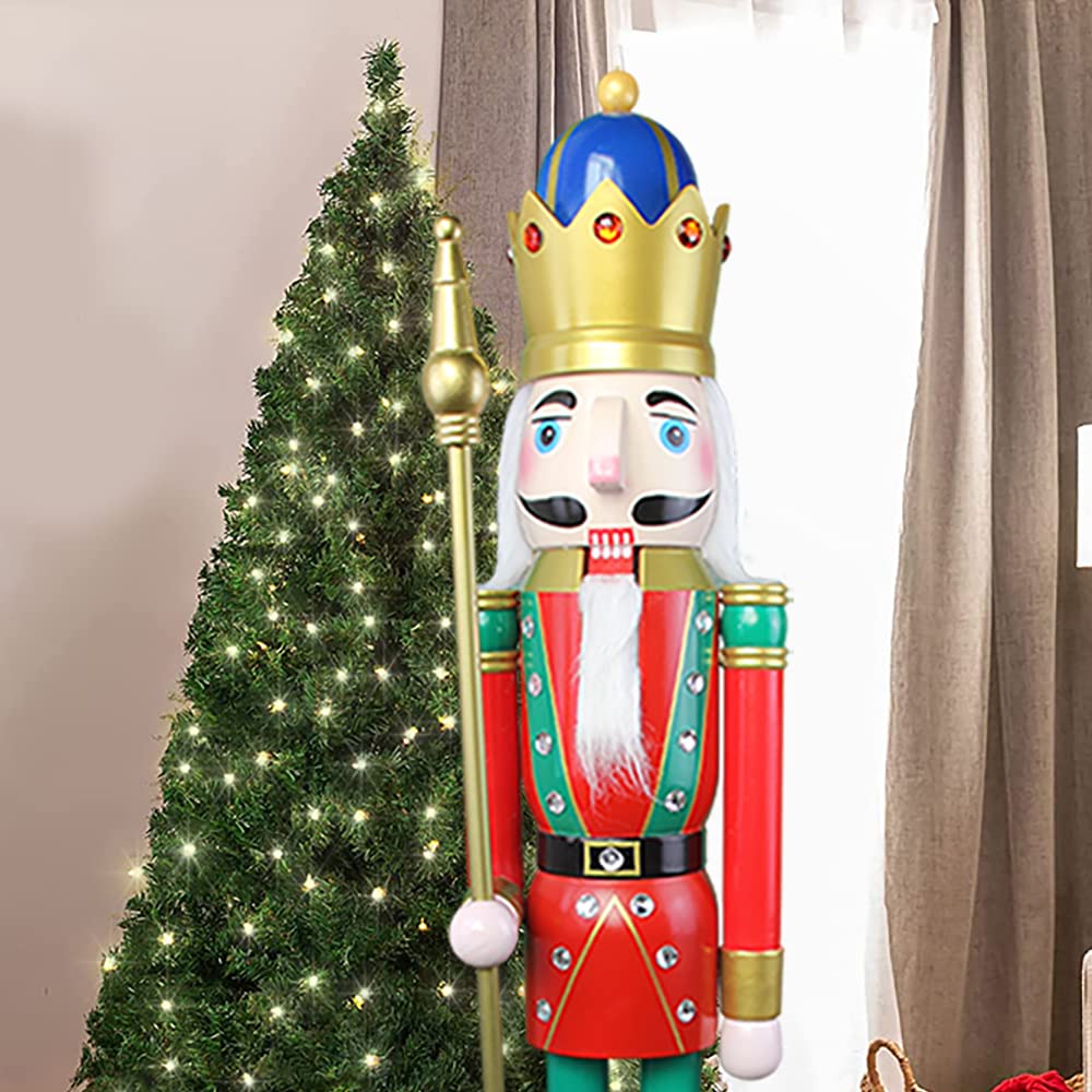 CDL 48 "4 pies de altura tamaño grande/tamaño gigante rojo Navidad adorno de cascanueces rey de madera en soporte cetro de oro para interior exterior Navidad/caso/ceremonias/comercial decoración K18