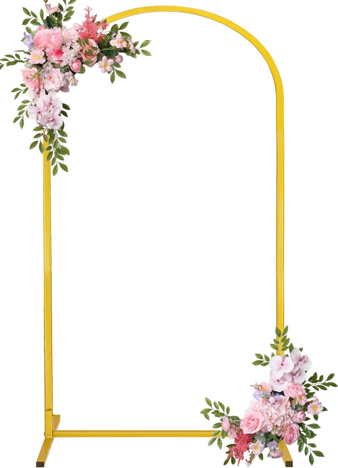 Fivenl Arch Backdrop Stand 7.2FT Balloon Arch Stand Stable Gold Wedding Arch Frame Metal Arch Backdrop Stand for Wedding Ceremony Birthday Party Bridal Baby Shower Banquet Decoration 4x7.2FT Gold