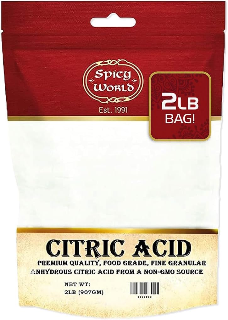 Citric Acid 2 LB Bag - 100% Pure, Food Grade & Non-GMO - Citric Acid Powder for Cleaning, Bath Bombs, Preserving - Fine Granular by Spicy World